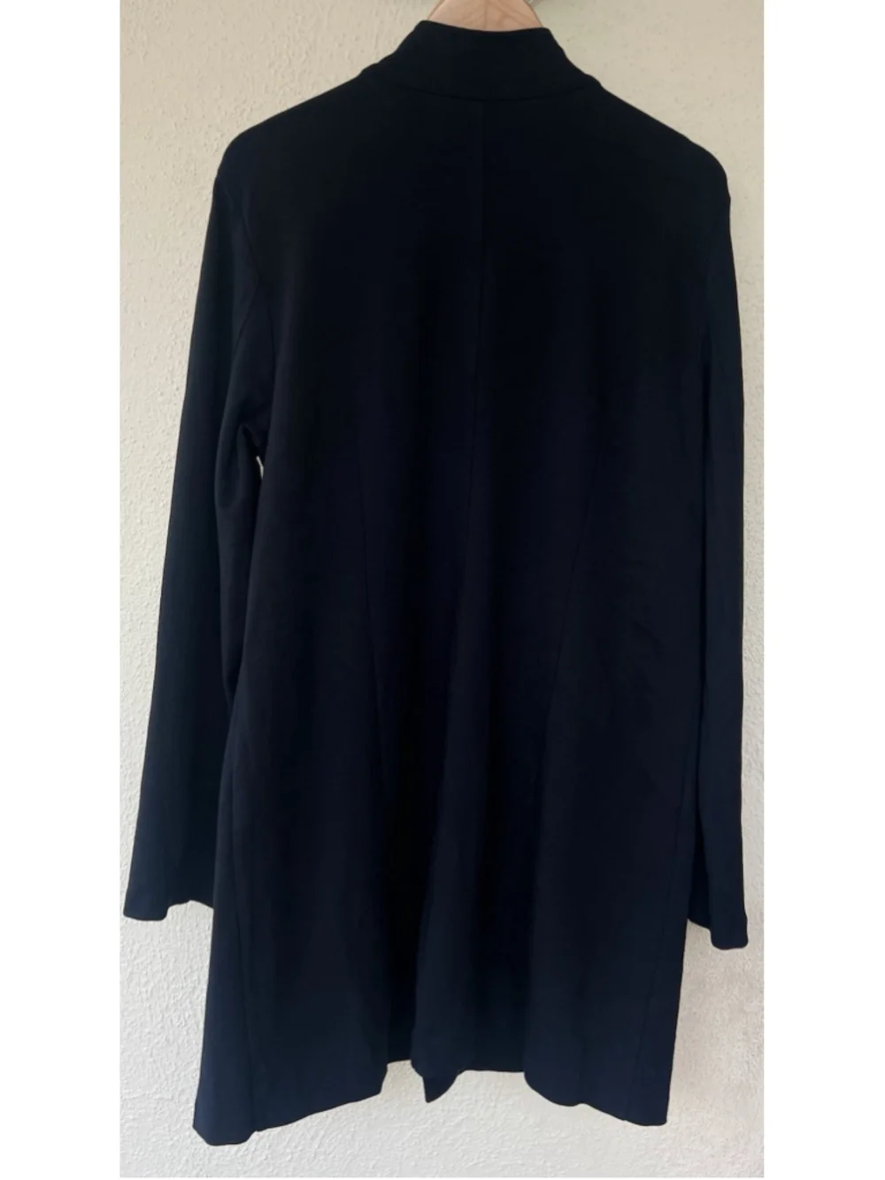 Eileen Fisher Black Tie Front Open Duster Cardigan XL Minimalist Classic Career